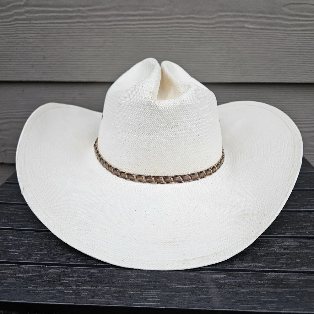 Vtg Stetson 8X Shantung Panama Cowboy Western Rodeo Straw Hat USA Size 6 3/4